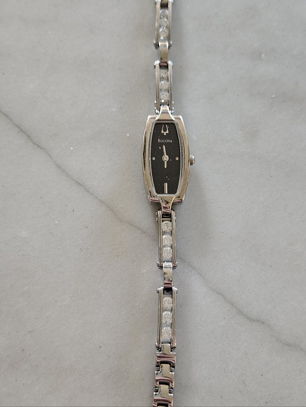Bulova 96T15 Ladies Crystal Stainless Steel Watch Black Dial C865120 Japan Movt